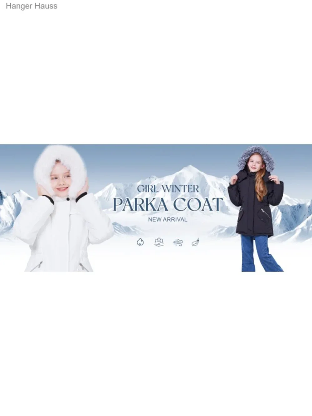 Girls Long Waterproof Winter Parka Fleece Puffer Coat